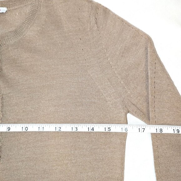 Paul & Joe Sister	| Anthropologie Beige Tan Cardigan with Silk Trim | Size Small - Picture 8 of 10